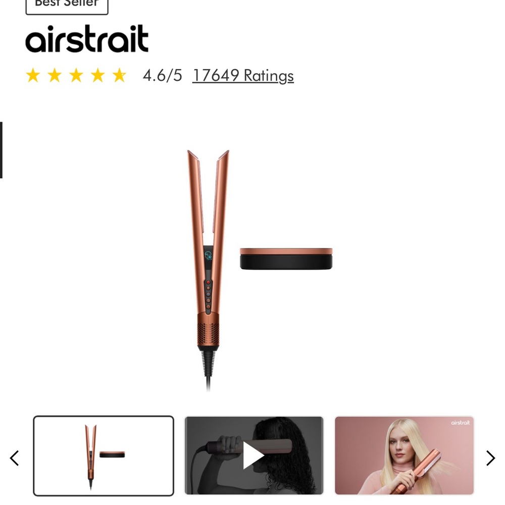 Dyson Airstrait Hair Straightener & Heat Mat in Rose Gold and Black